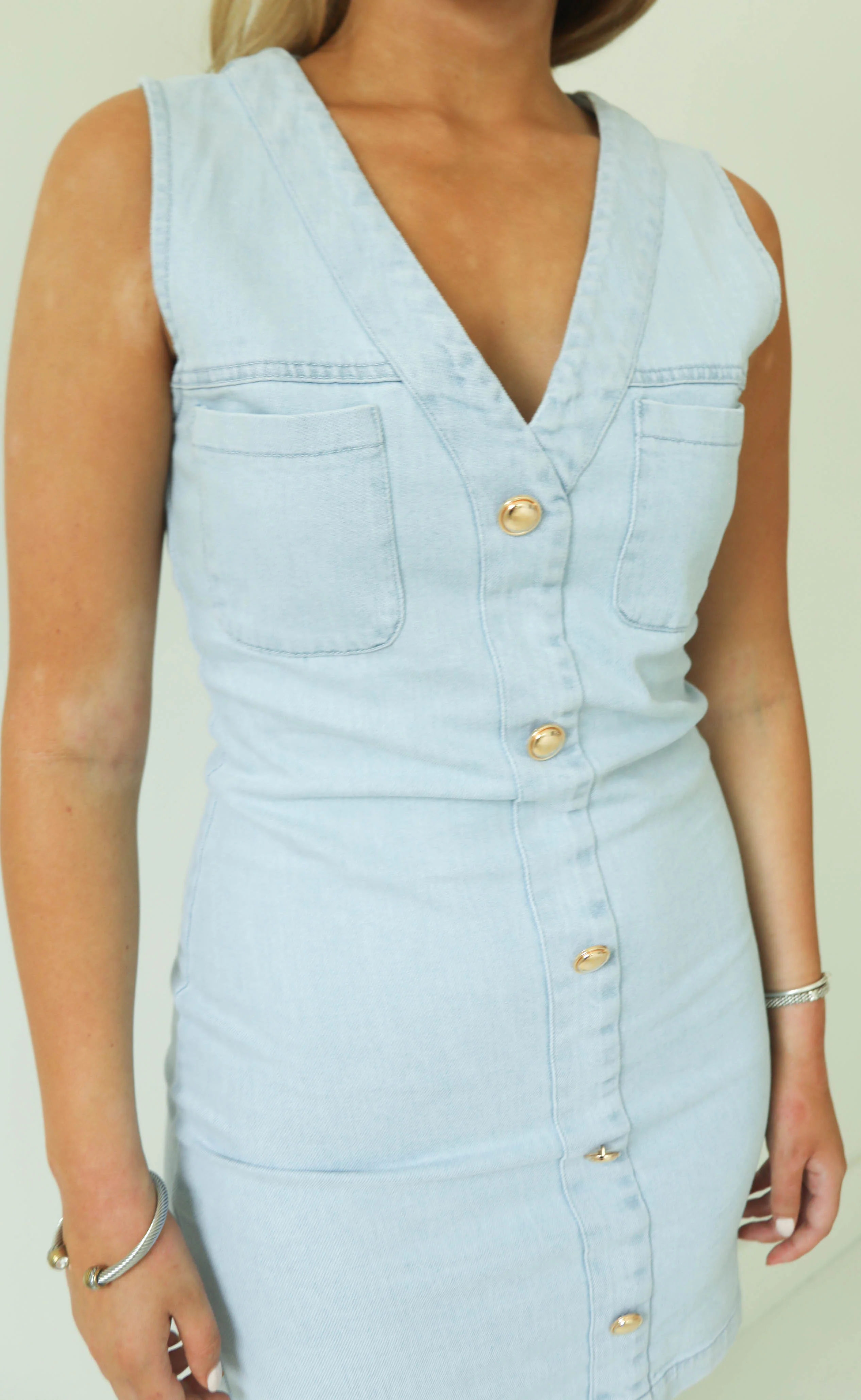 buttoned up baby denim mini dress - Image 3