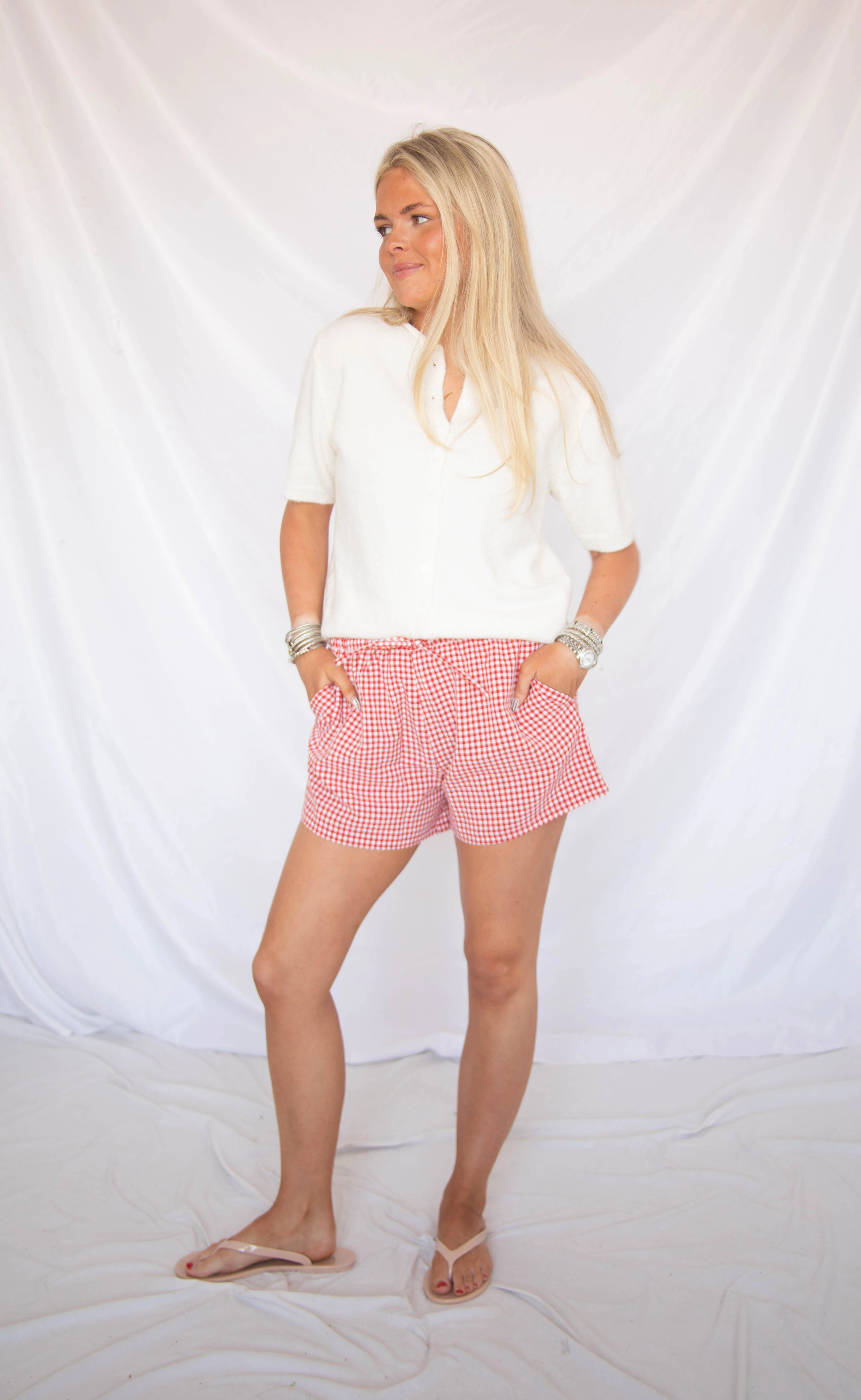 fall into me gingham shorts - red - Image 2