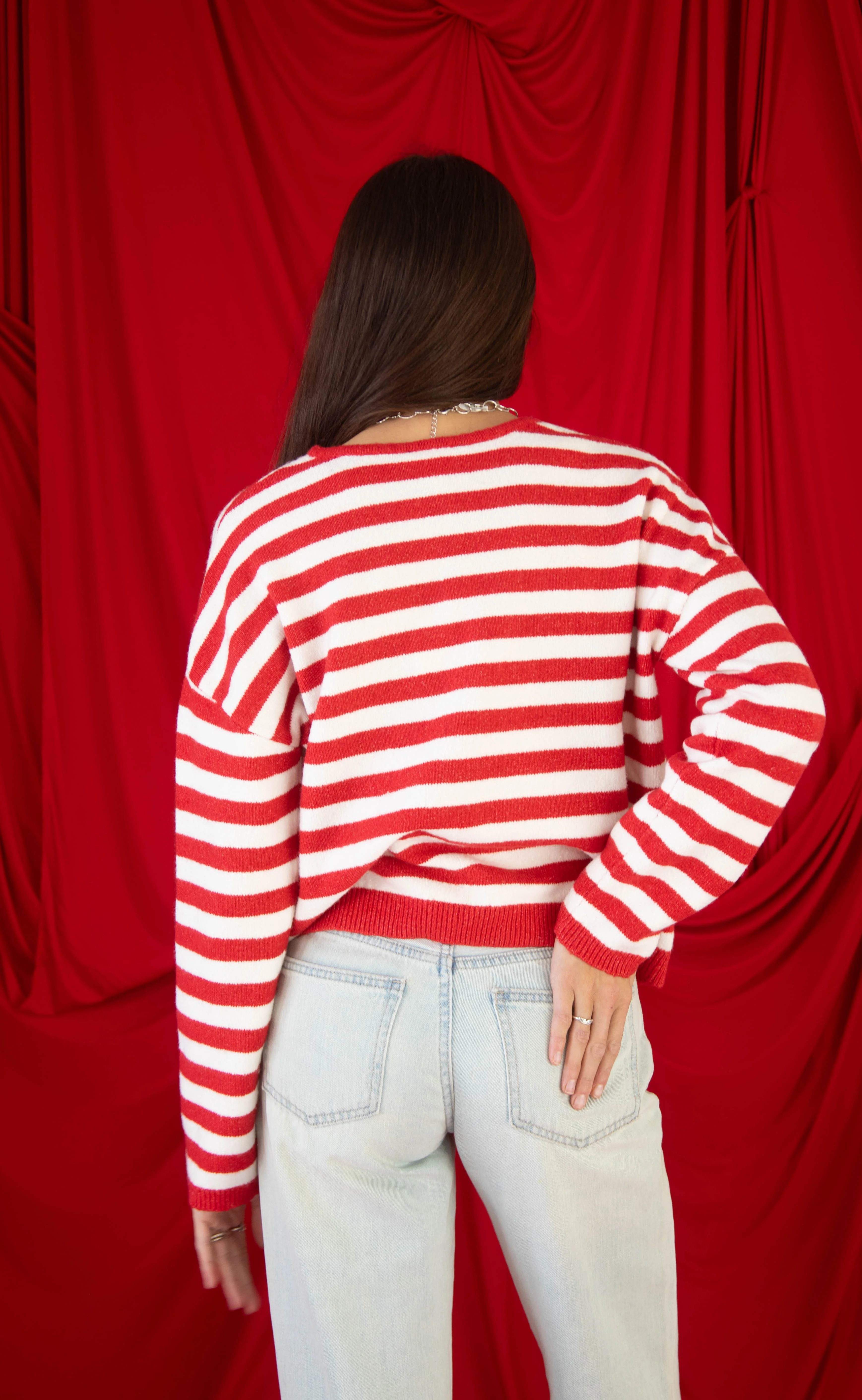 not a fool striped cardigan - red - Image 3