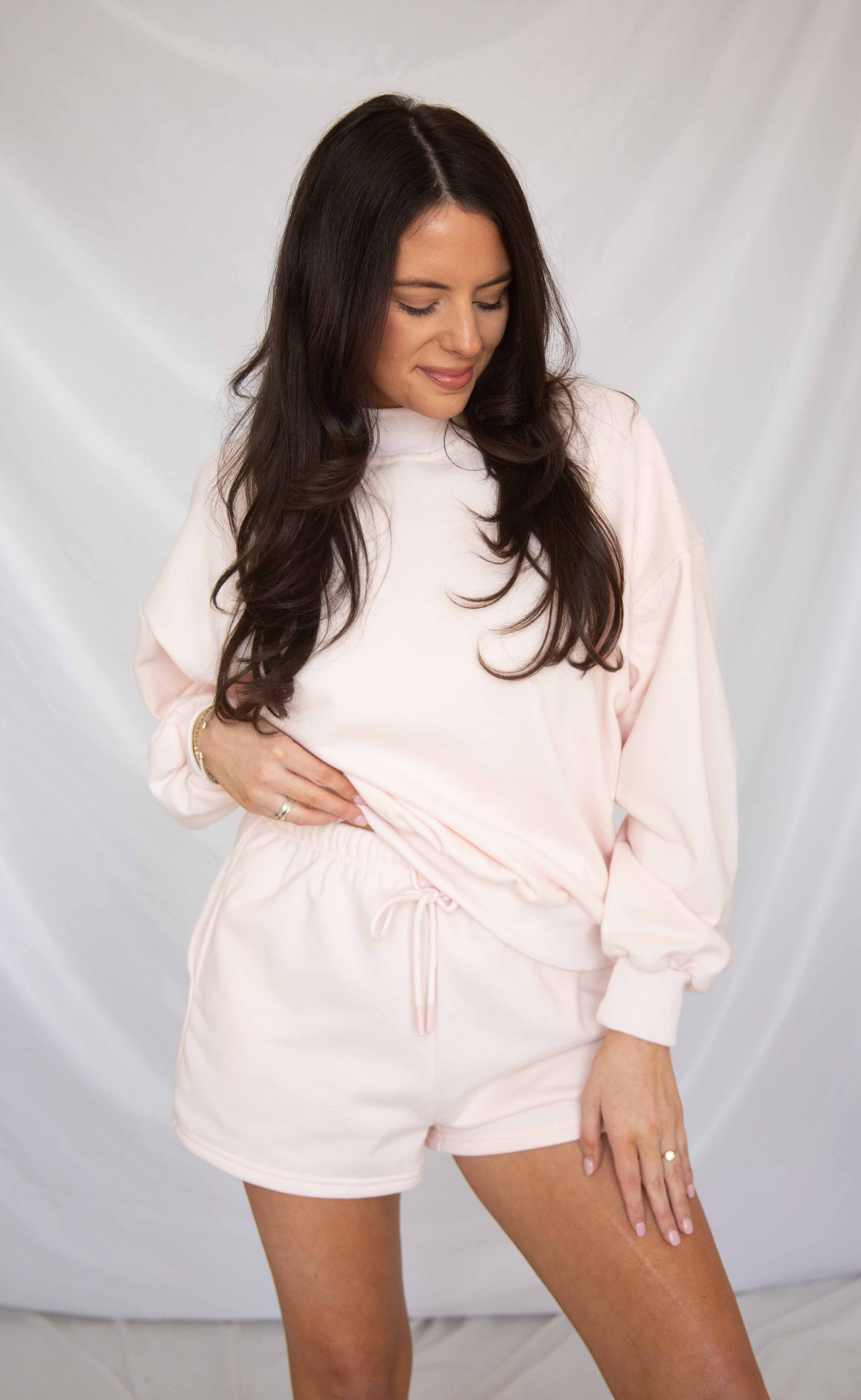 party on mock neck lounge set - blush - Image 2