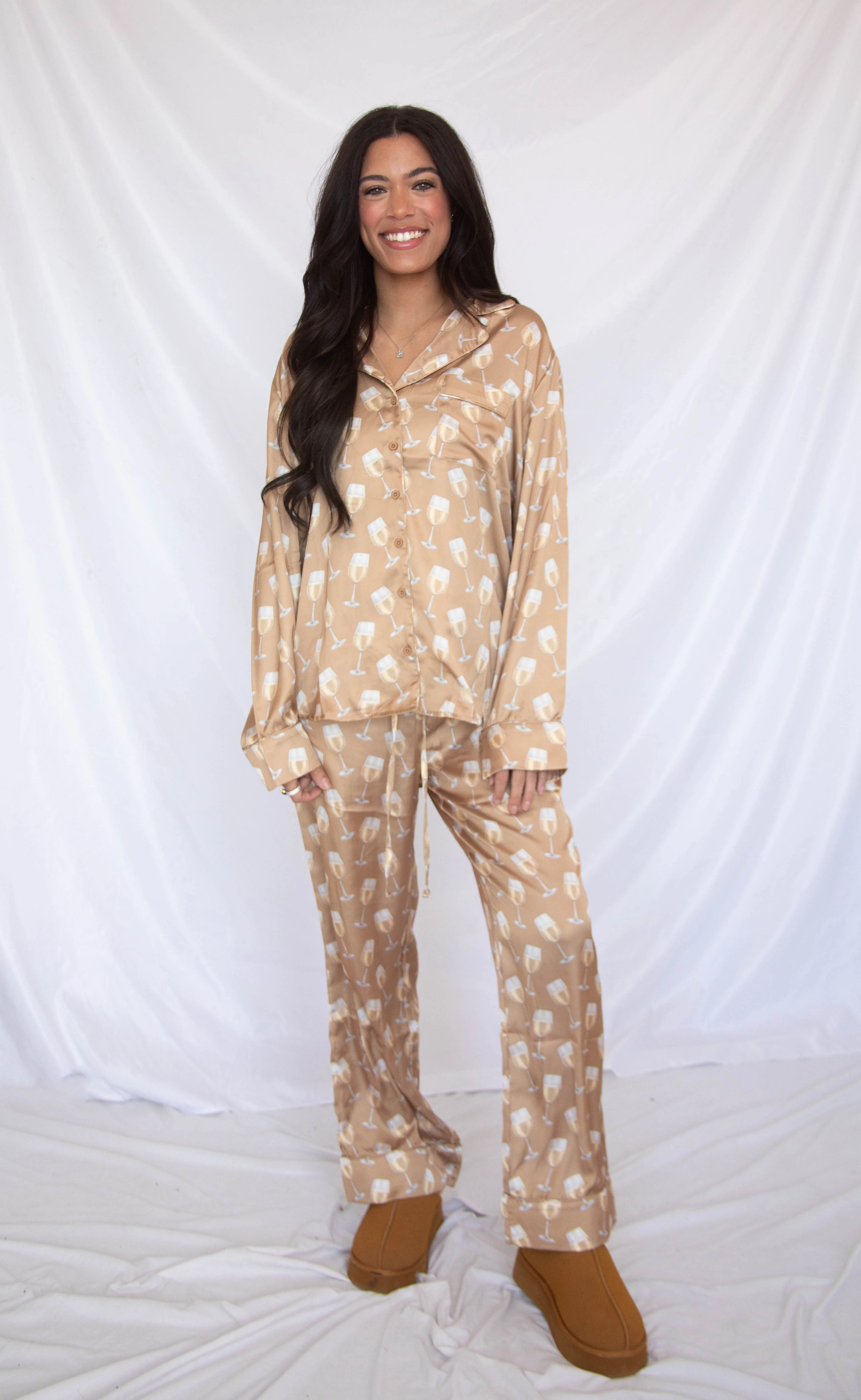 show me your mumu: classic pj set - white wine silky - Image 2