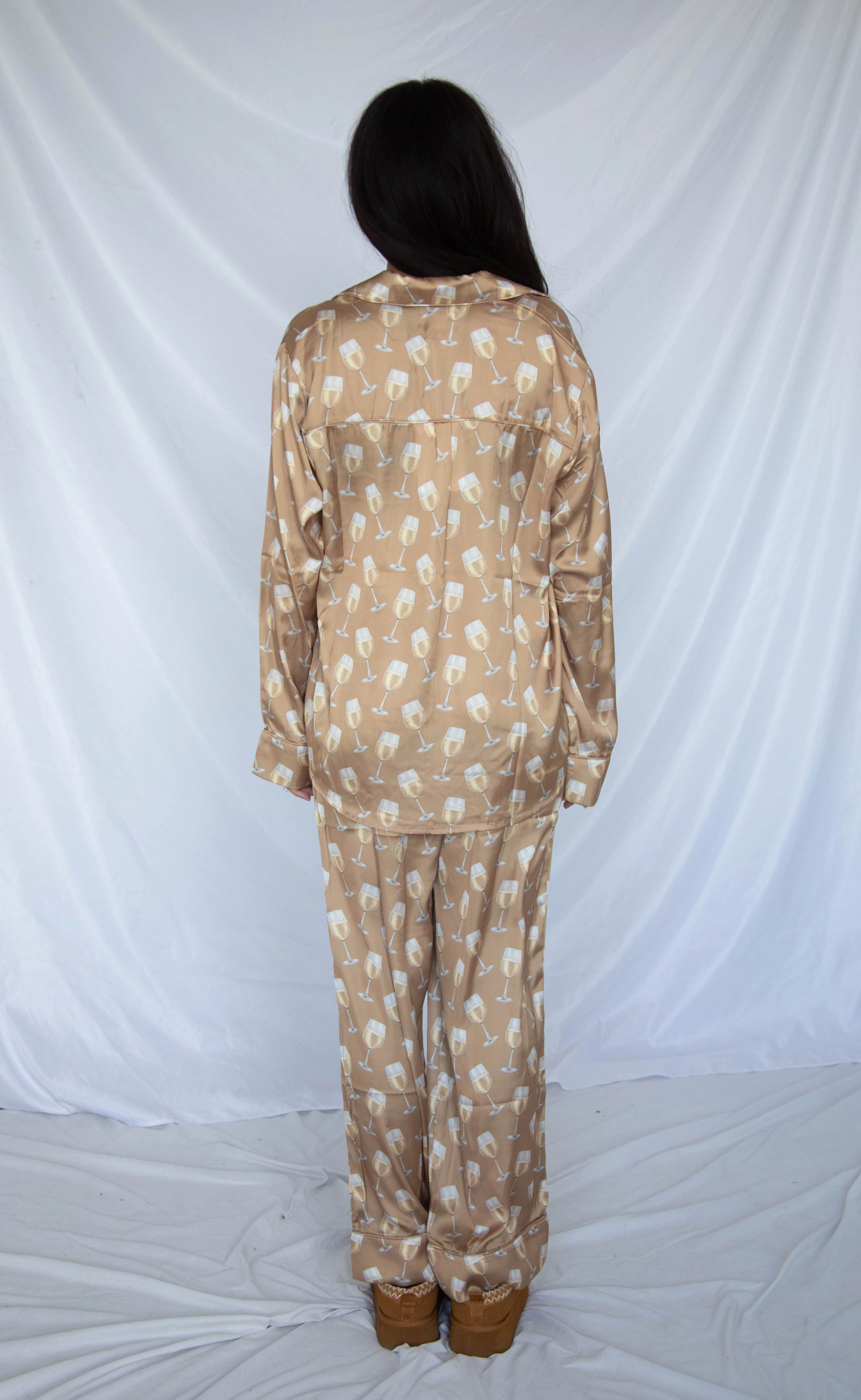 show me your mumu: classic pj set - white wine silky - Image 3