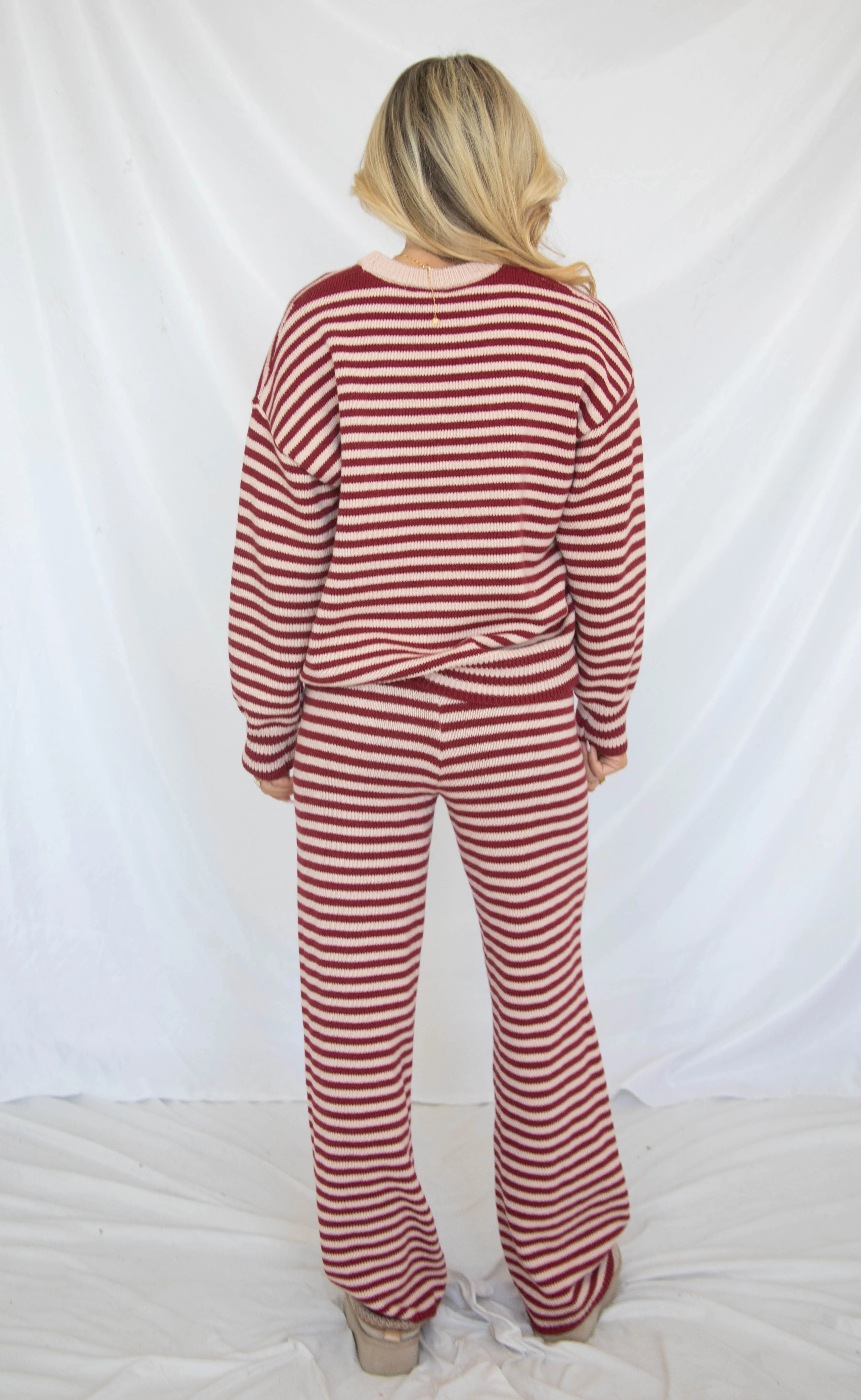 stay with me striped set - burgundy pink - Image 4