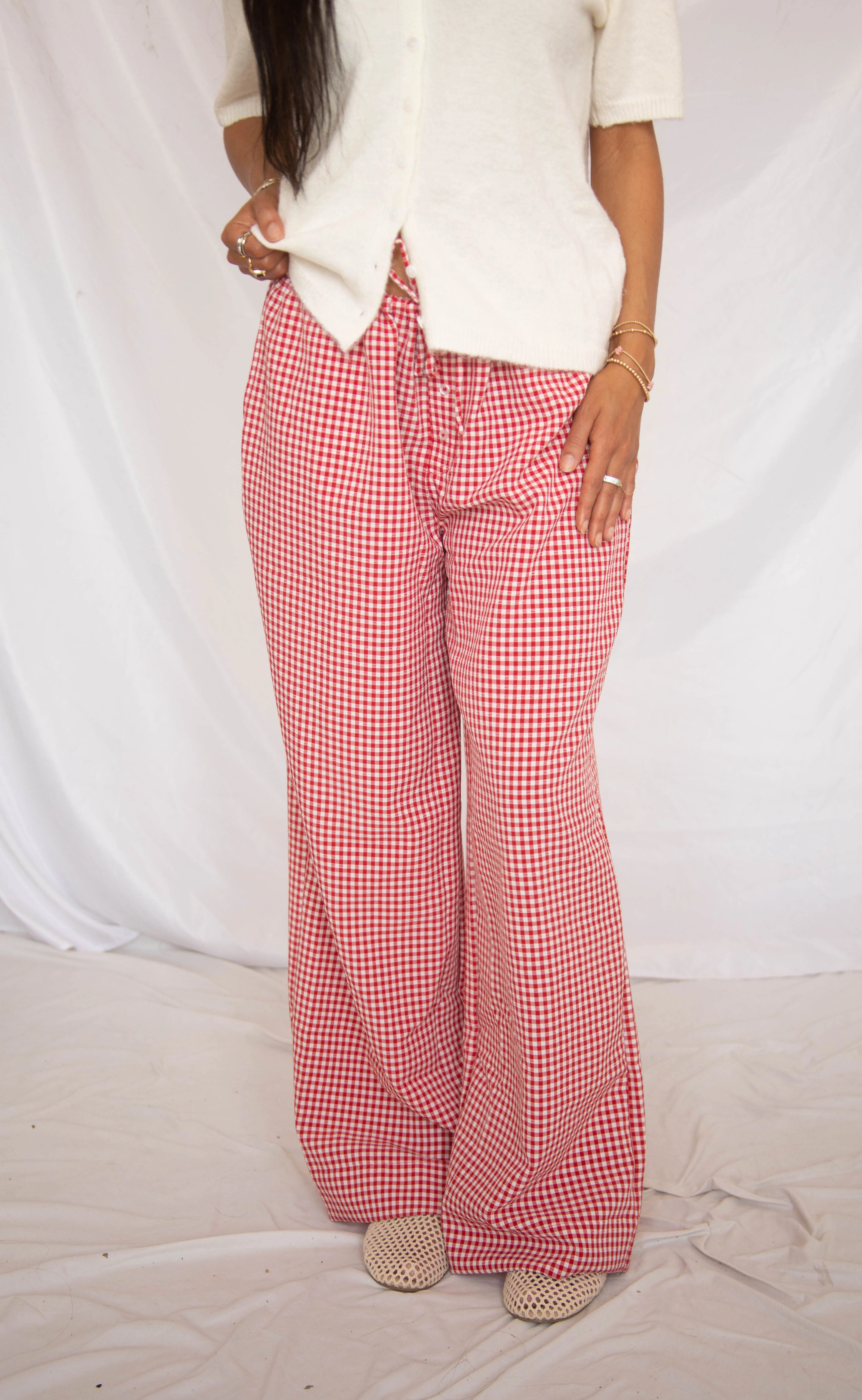 take it slow gingham pants - red - Image 2