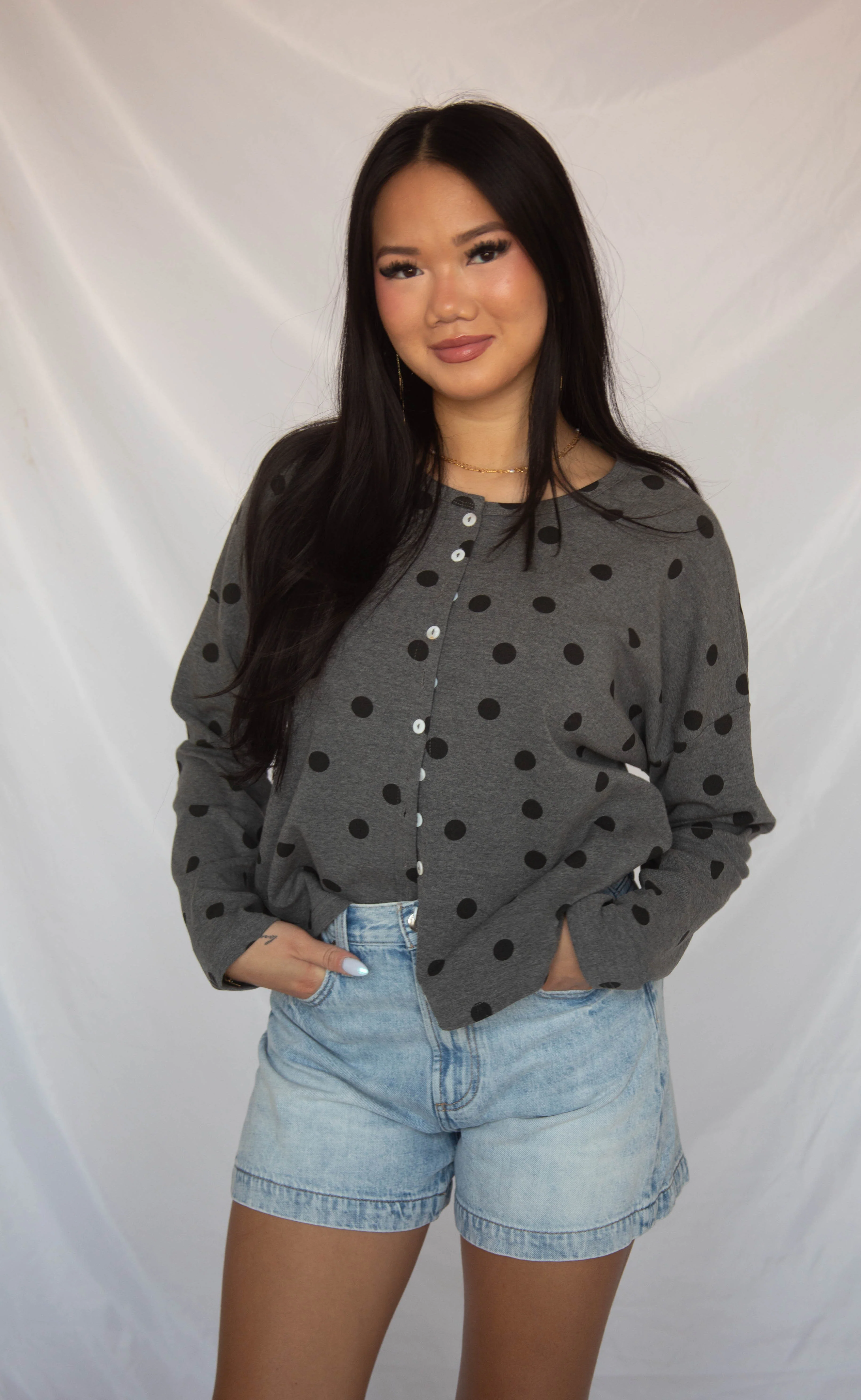 wrapped around you polka dot cardigan